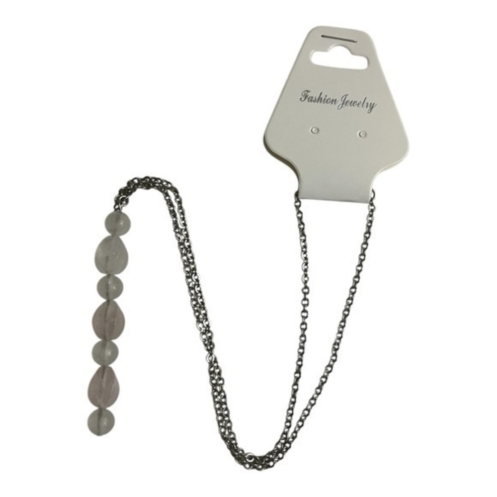 Elegant Silver and Pink Beaded Necklace
